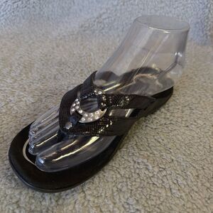 Abeo‎ Sandal Womens 6N NARROW Flip Flop Shoe Thong Comfort Rhinestone Strappy